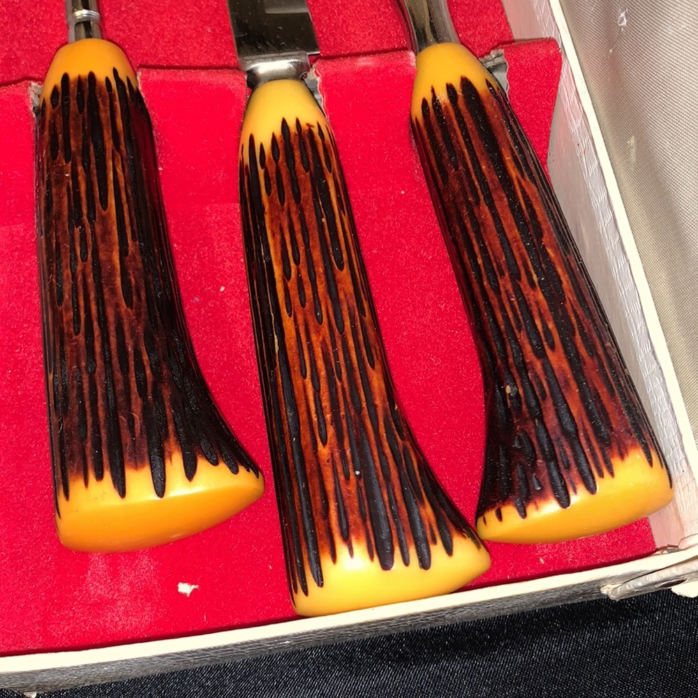 Vintage Moderna Columbia stainless steel and Bakelite 3 piece carving set - Picture 2 of 8